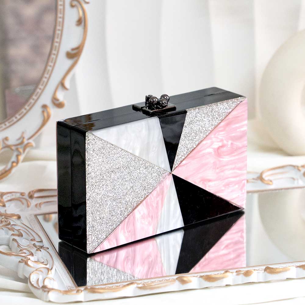 Black Pink Acrylic Clutch Bag