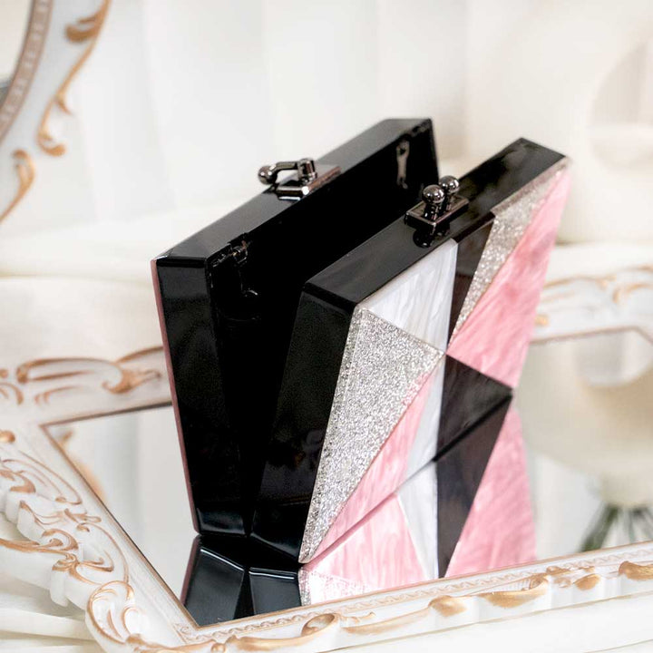 Black Pink Acrylic Clutch Bag
