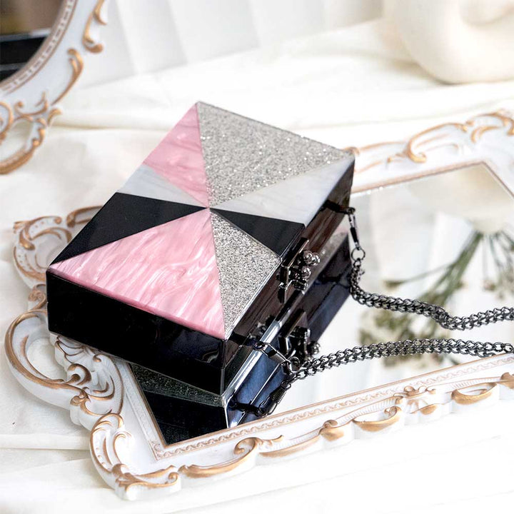 Black Pink Acrylic Clutch Bag