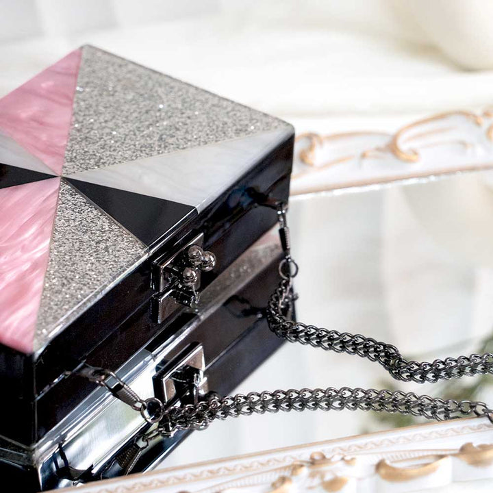 Black Pink Acrylic Clutch Bag