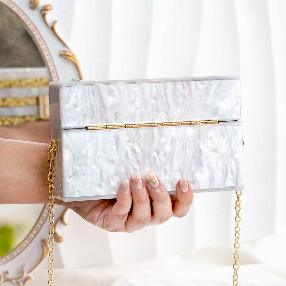 Gold Stripe Acrylic Clutch Bag
