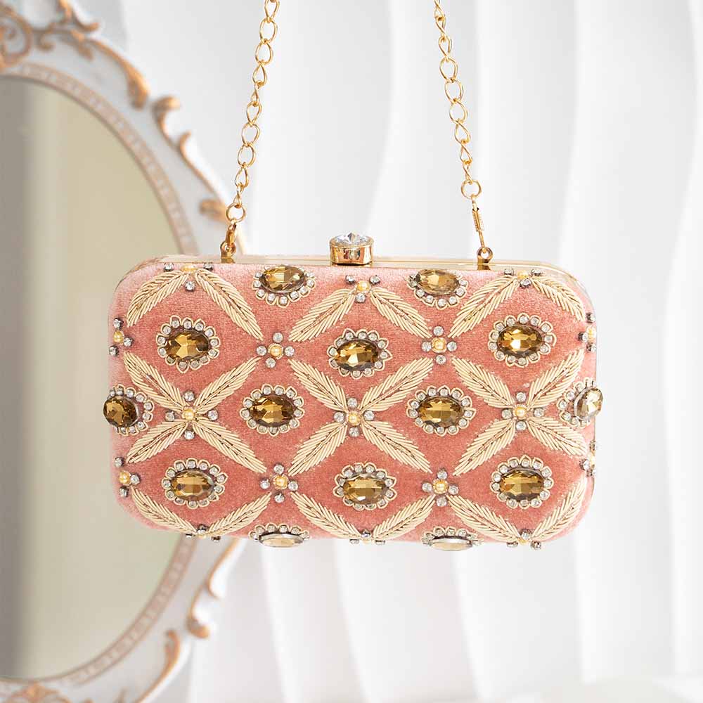 Mauve Velvet Clutch Bag