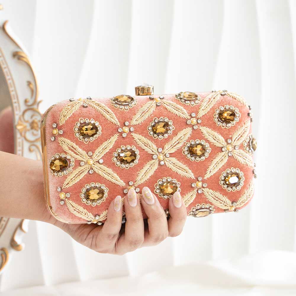 Mauve Velvet Clutch Bag
