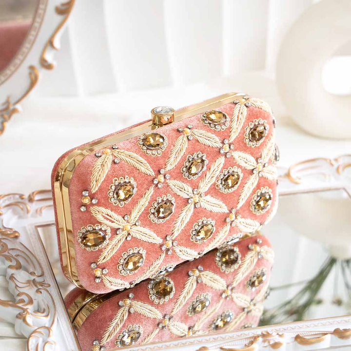 Mauve Velvet Clutch Bag
