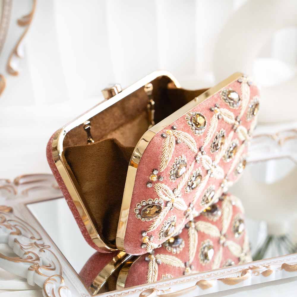 Mauve Velvet Clutch Bag