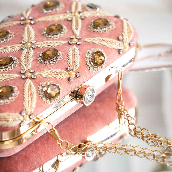 Mauve Velvet Clutch Bag