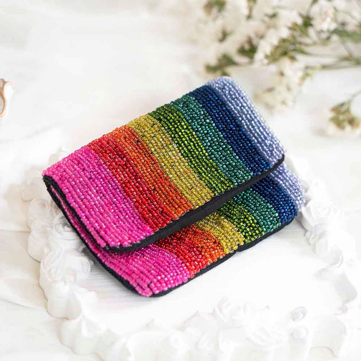 Beaded Rainbow Coin Purse