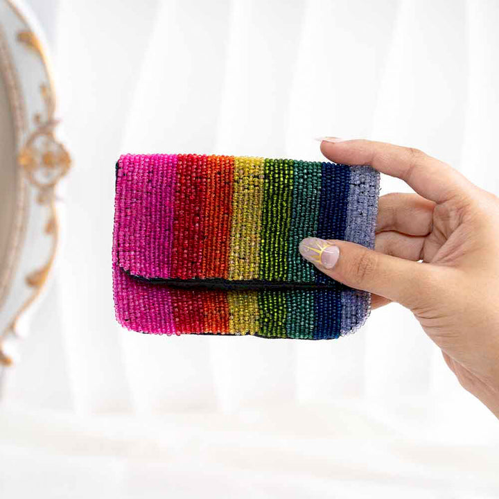 Beaded Rainbow Coin Purse
