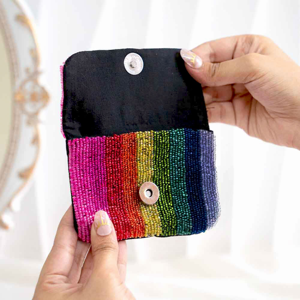 Beaded Rainbow Coin Purse