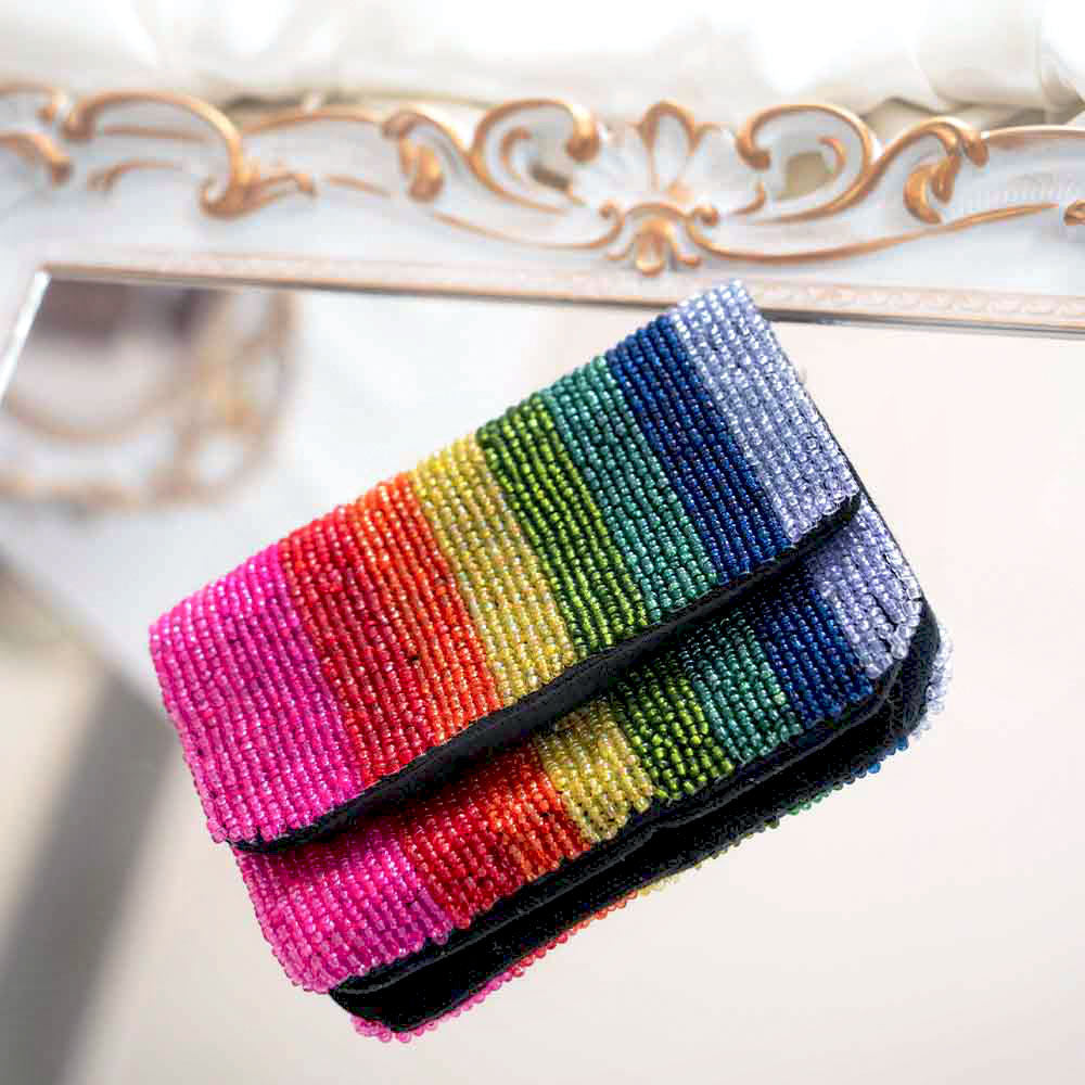 Beaded Rainbow Coin Purse
