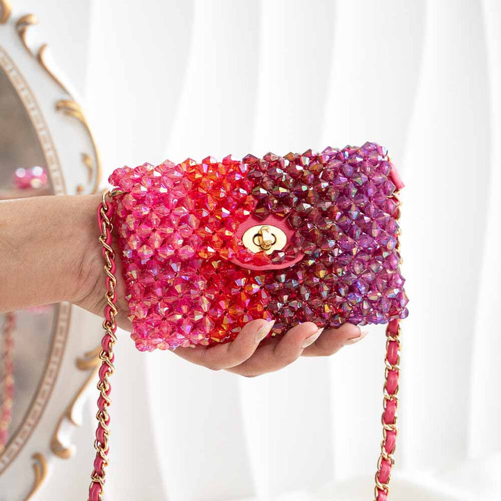 Mini Pink Ombre Beaded Bag