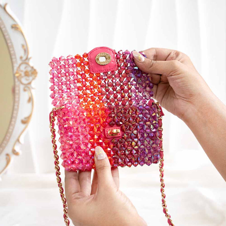 Mini Pink Ombre Beaded Bag