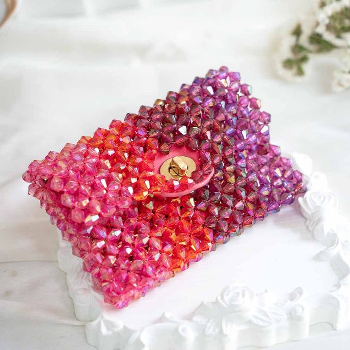 Mini Pink Ombre Beaded Bag