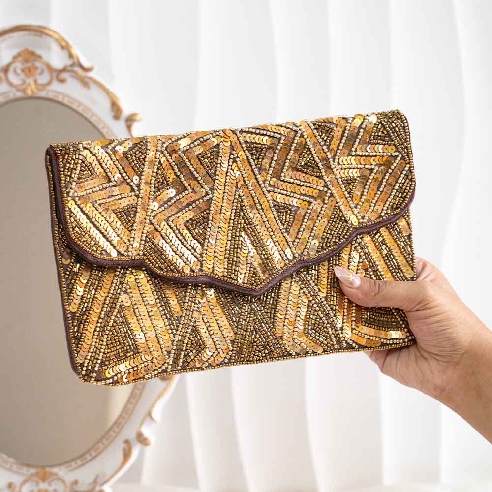 Gold Beaded Boho Sling Bag