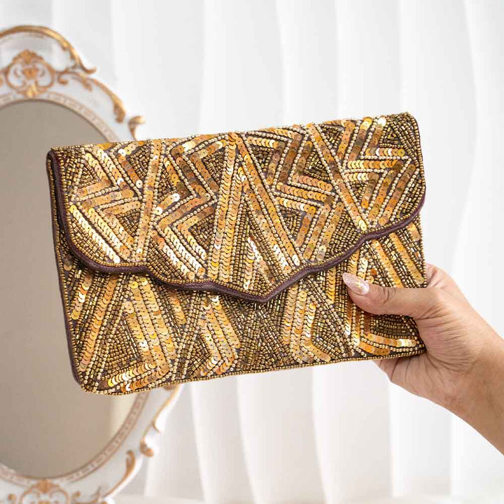 Gold Beaded Boho Sling Bag