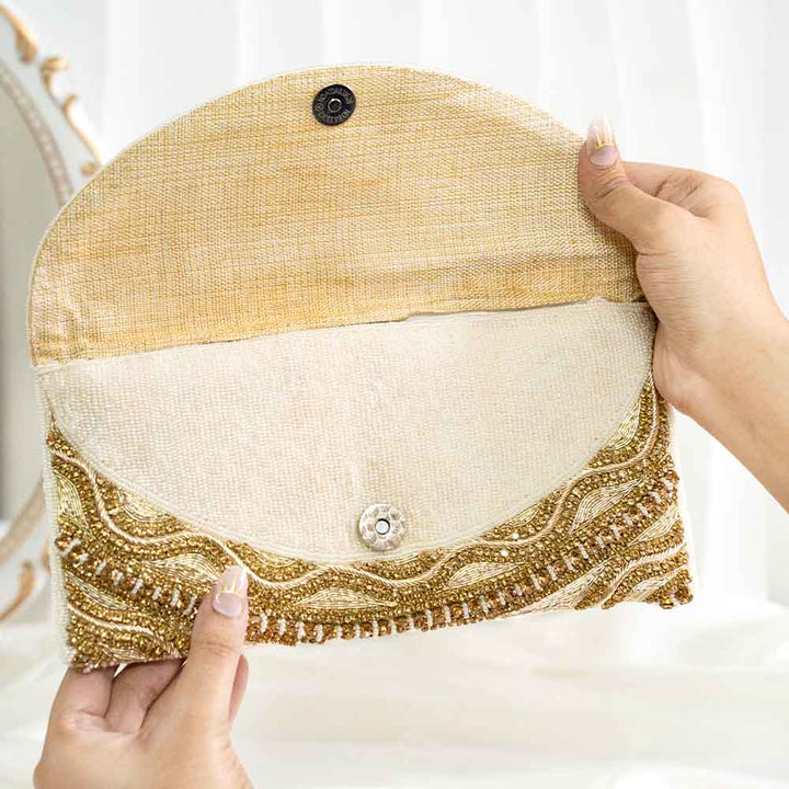 Copper Gold Ethnic Crystal Clutch Bag