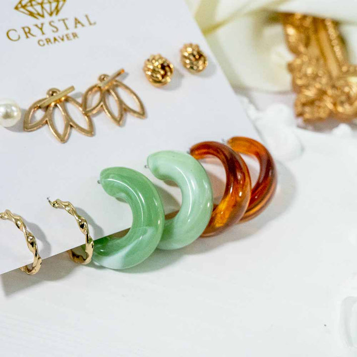 Gold Aesthetic Earrings Set Of 6