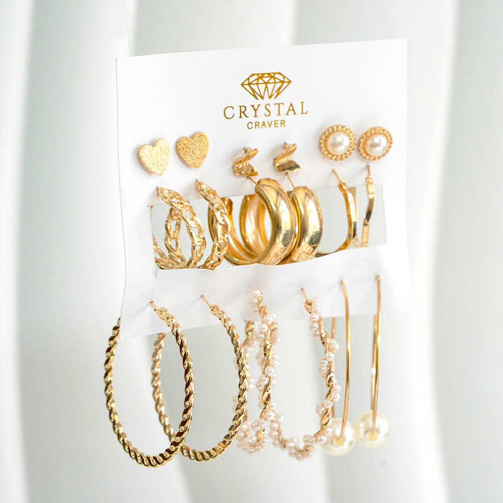 Dainty Gold Hoop Earring Set Of 9