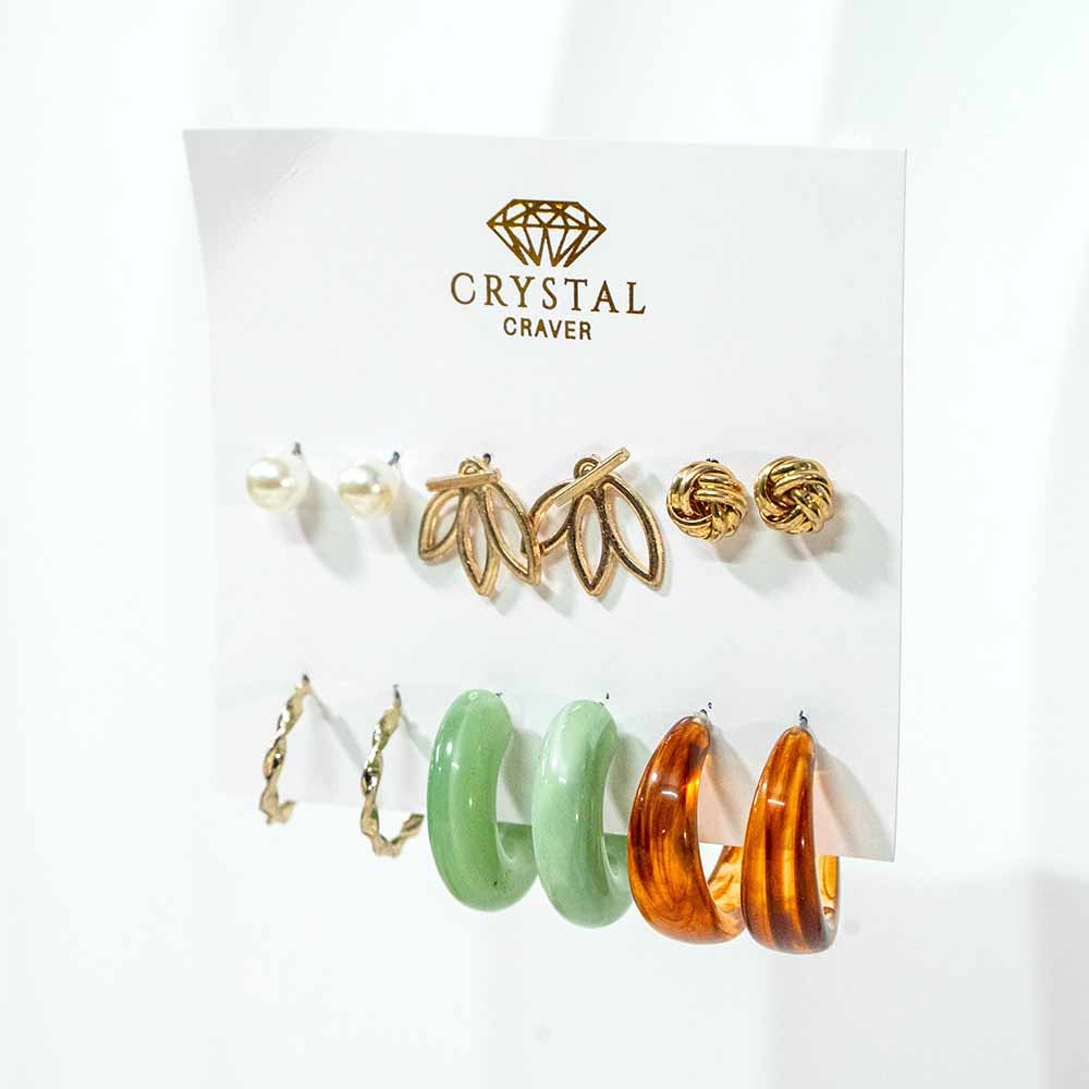Gold Aesthetic Earrings Set Of 6