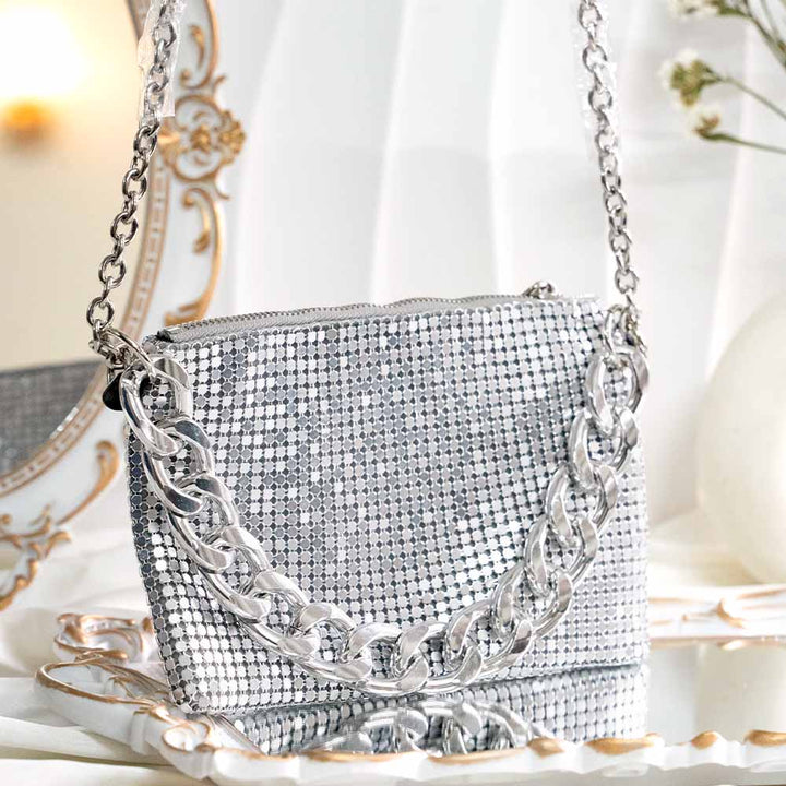 Silver Mesh Sling Bag