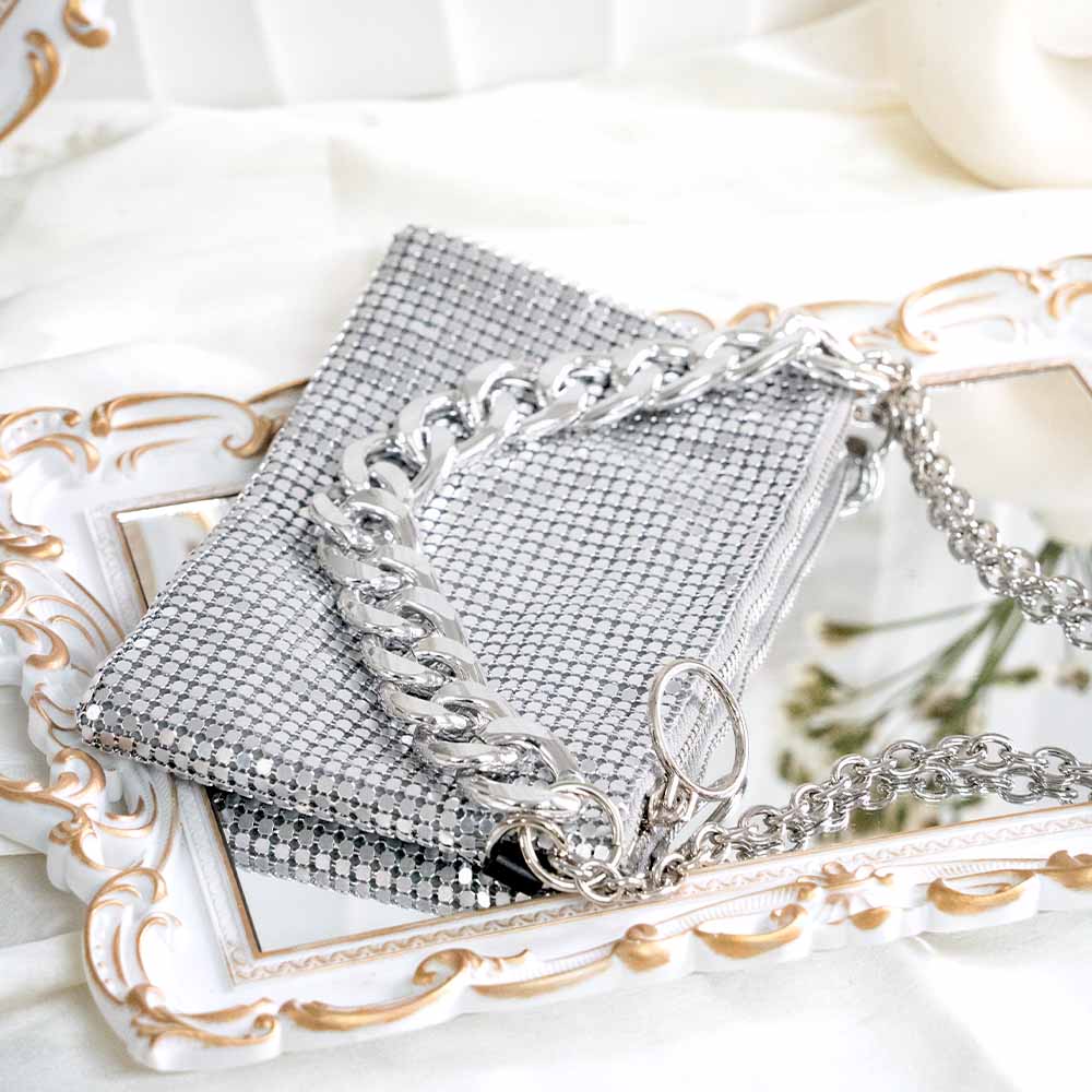 Silver Mesh Sling Bag