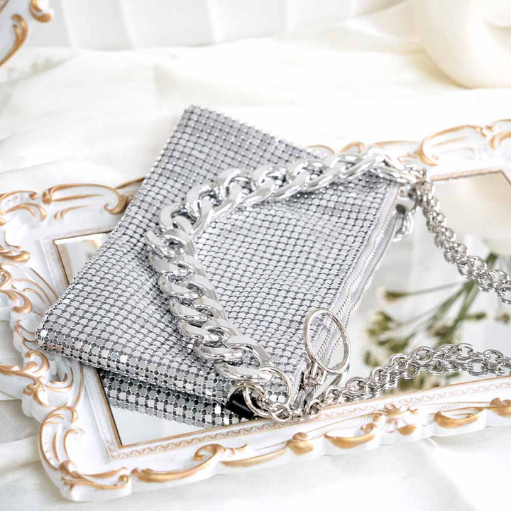Silver Mesh Sling Bag