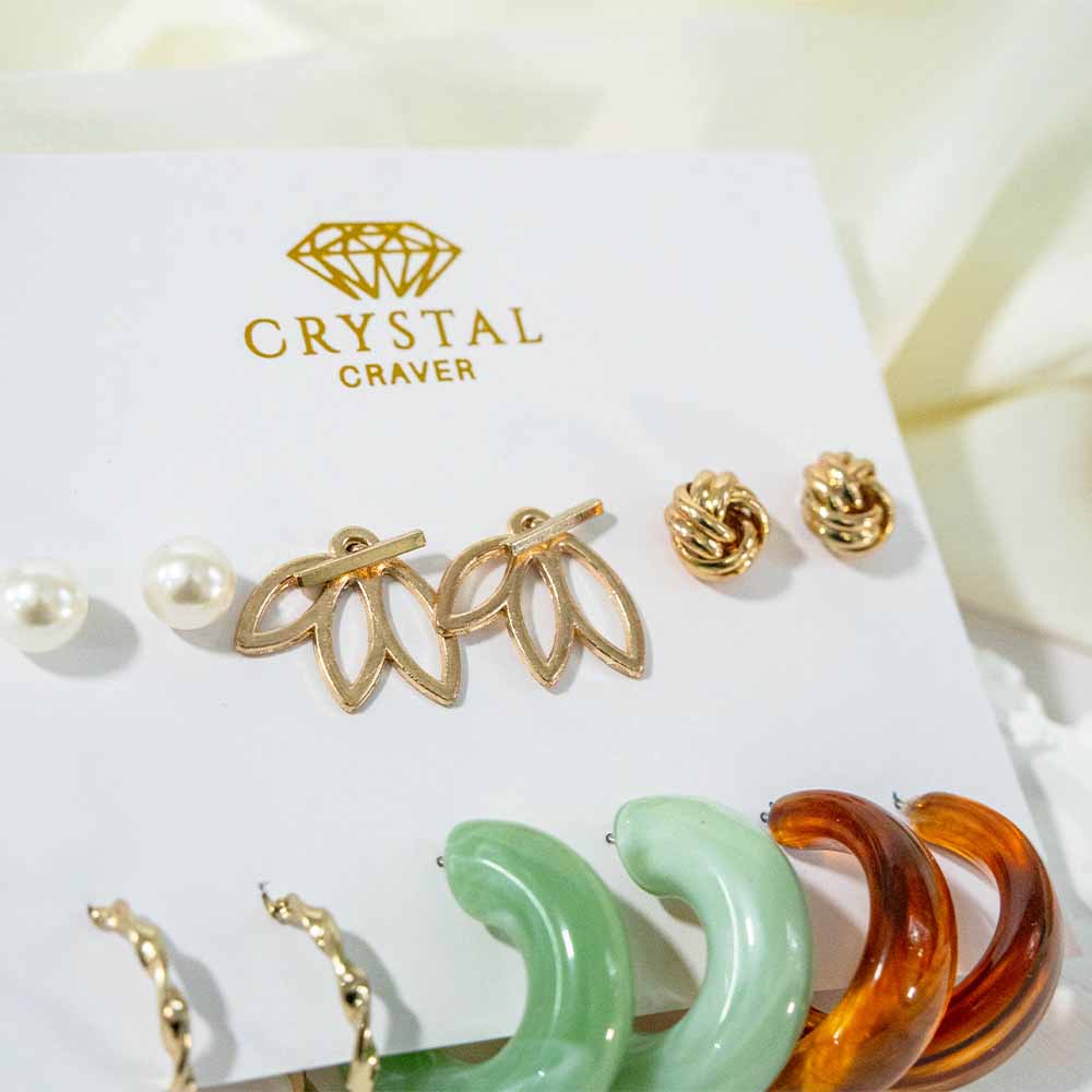 Gold Aesthetic Earrings Set Of 6