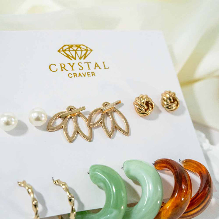 Gold Aesthetic Earrings Set Of 6