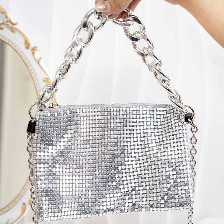 Silver Mesh Sling Bag