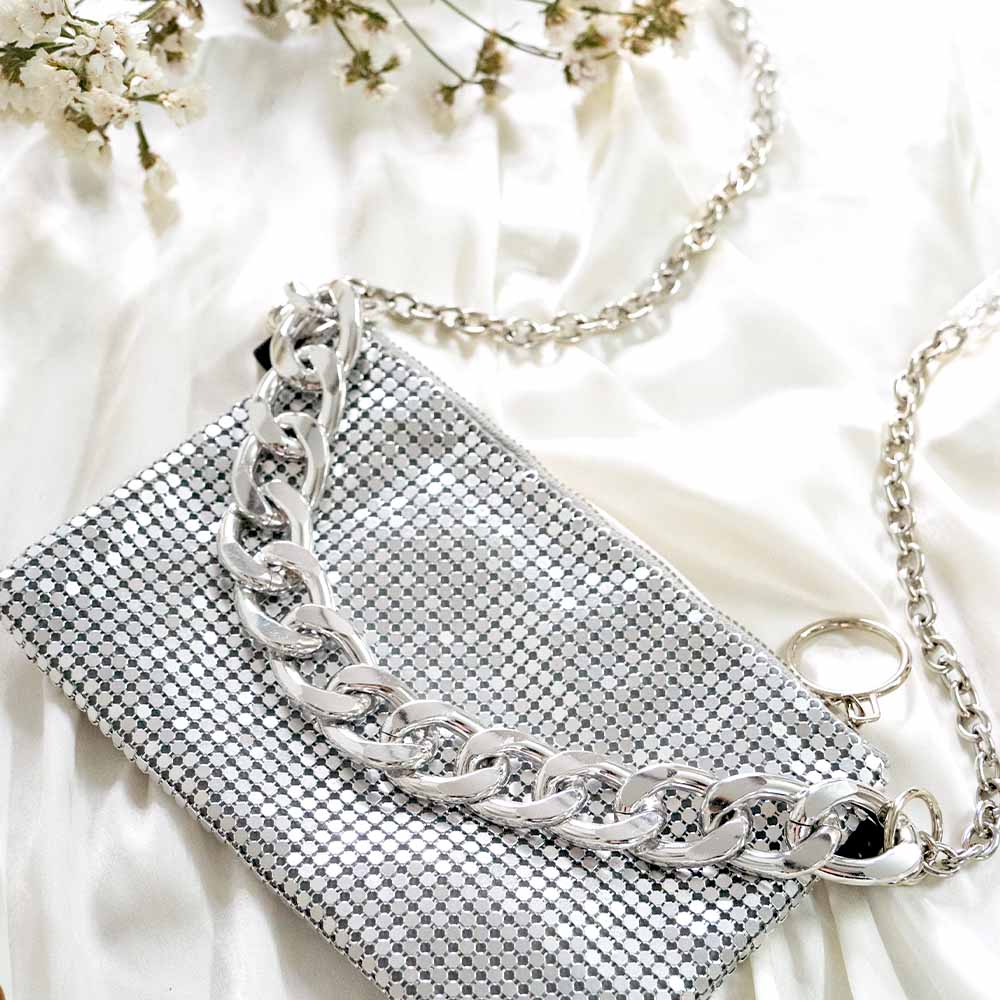 Silver Mesh Sling Bag