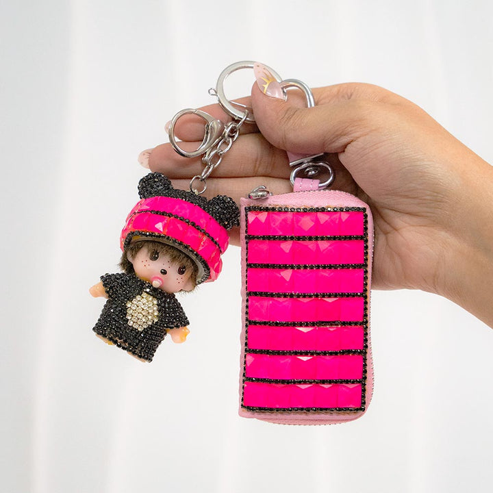 Rhinestone Keyholder With Baby Keychain Combo