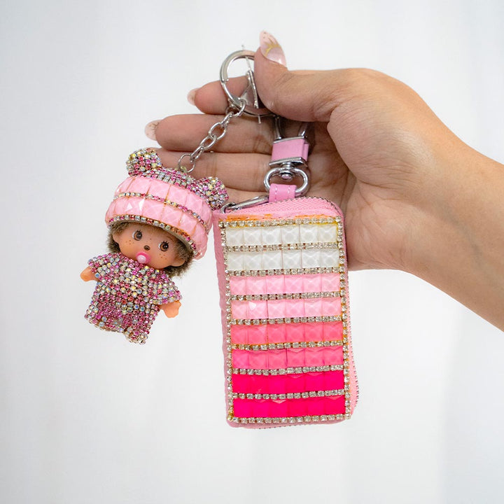 Rhinestone Keyholder With Baby Keychain Combo