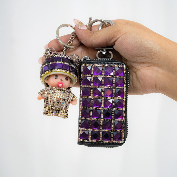 Rhinestone Keyholder With Baby Keychain Combo