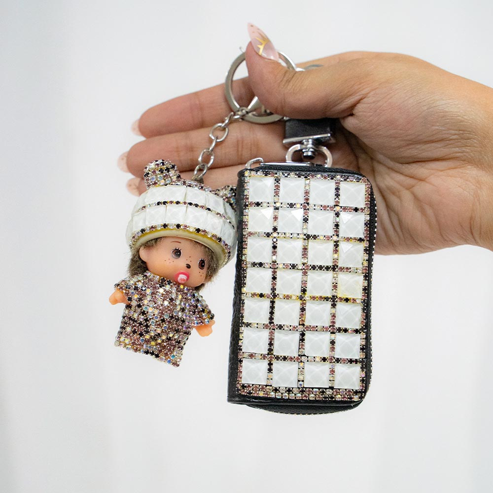 Rhinestone Keyholder With Baby Keychain Combo
