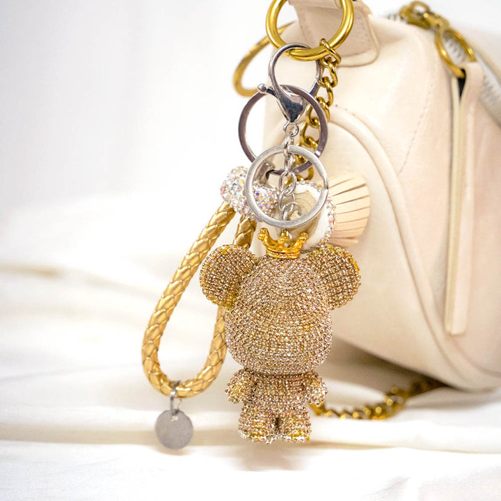 Crowned Bear Crystal Keychain