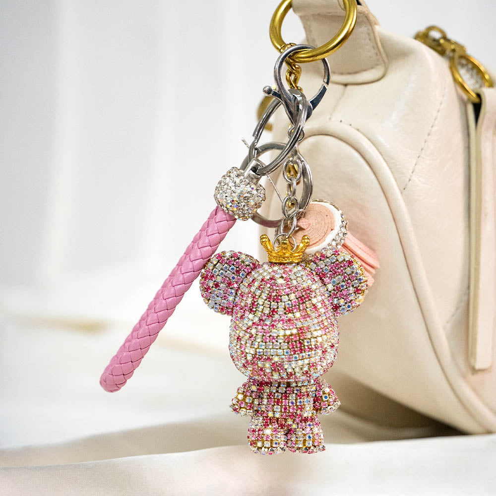 Crowned Bear Crystal Keychain