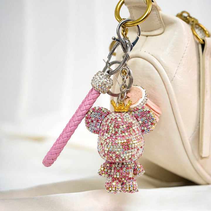 Crowned Bear Crystal Keychain