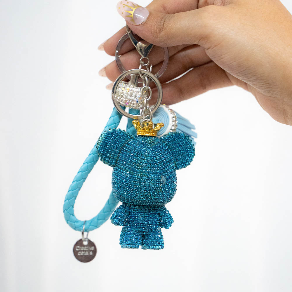Crowned Bear Crystal Keychain
