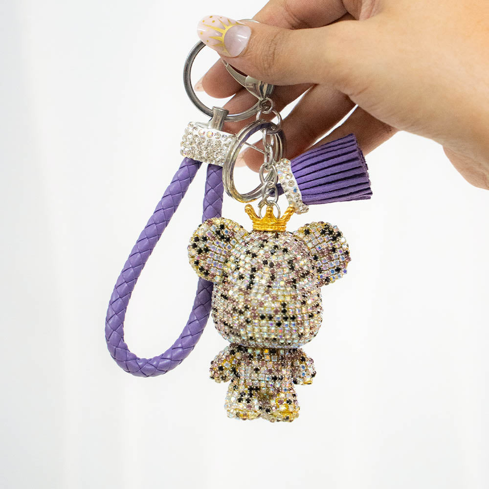 Crowned Bear Crystal Keychain