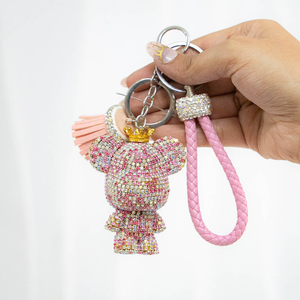 Crowned Bear Crystal Keychain