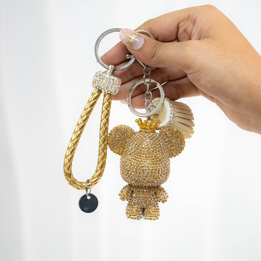 Crowned Bear Crystal Keychain