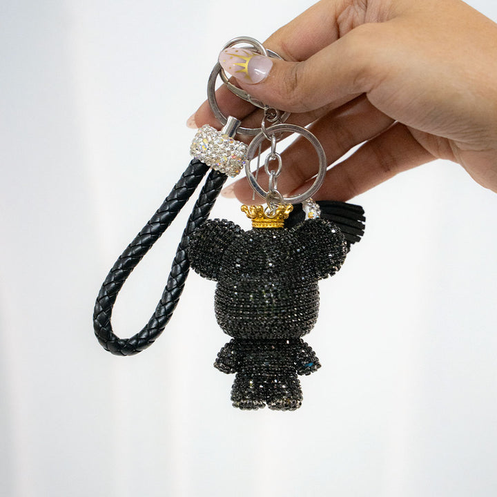 Crowned Bear Crystal Keychain