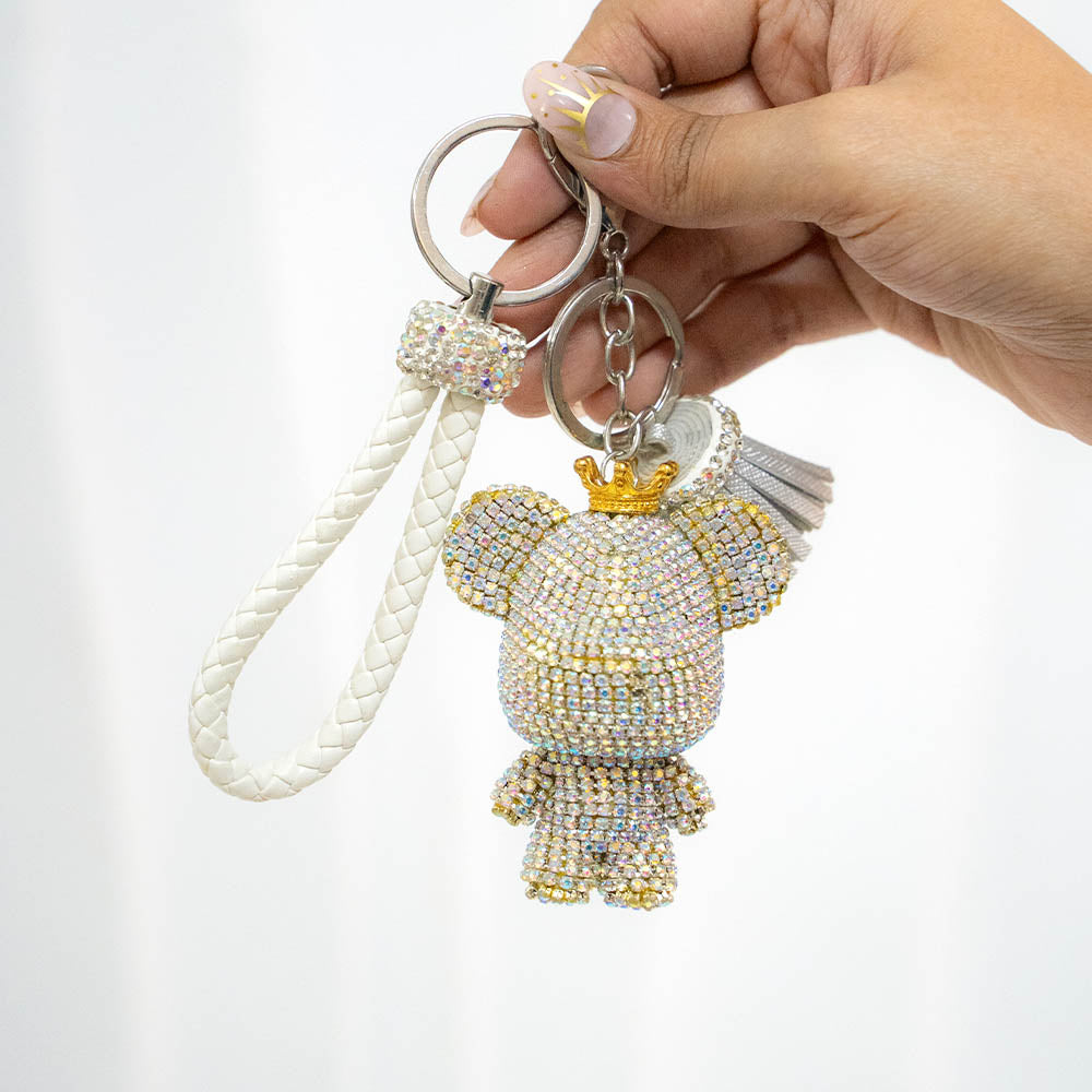 Crowned Bear Crystal Keychain