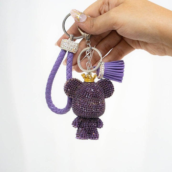 Crowned Bear Crystal Keychain