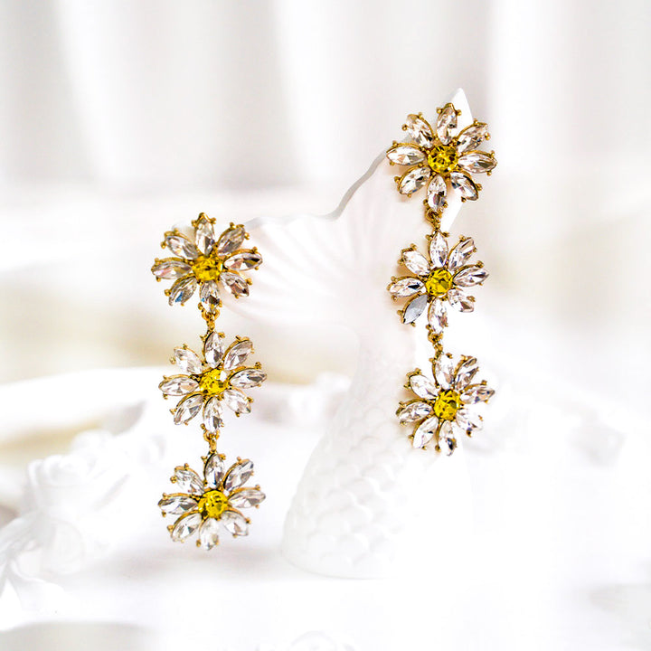Classy Daisy Crystal Earrings