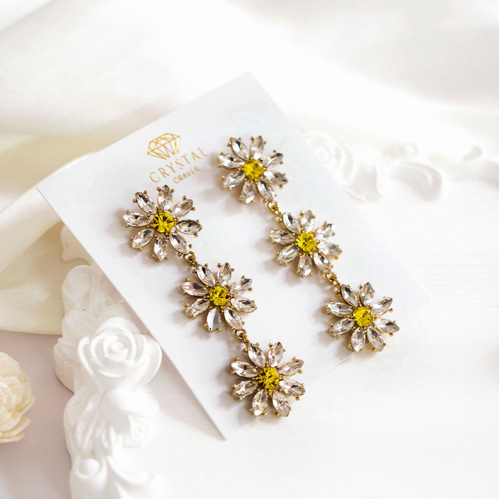 Classy Daisy Crystal Earrings