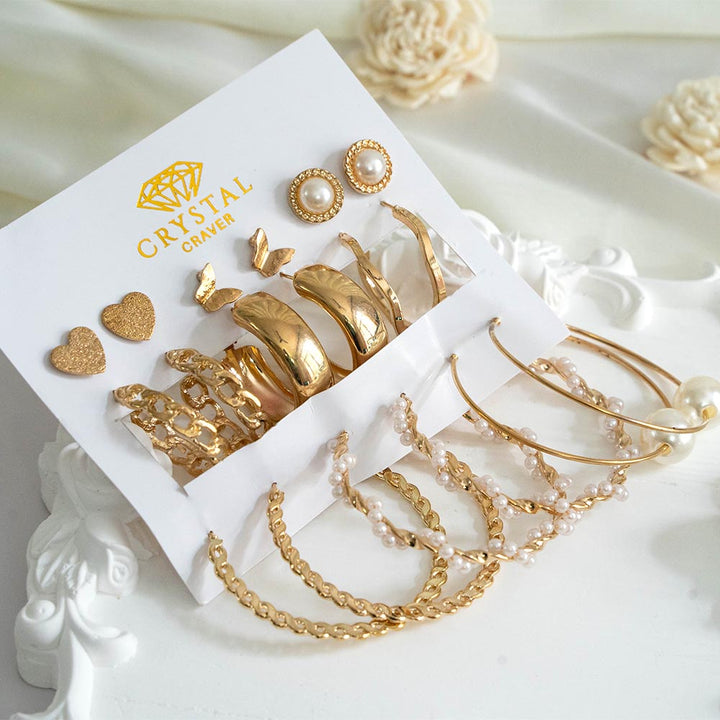 Dainty Gold Hoop Earring Set Of 9