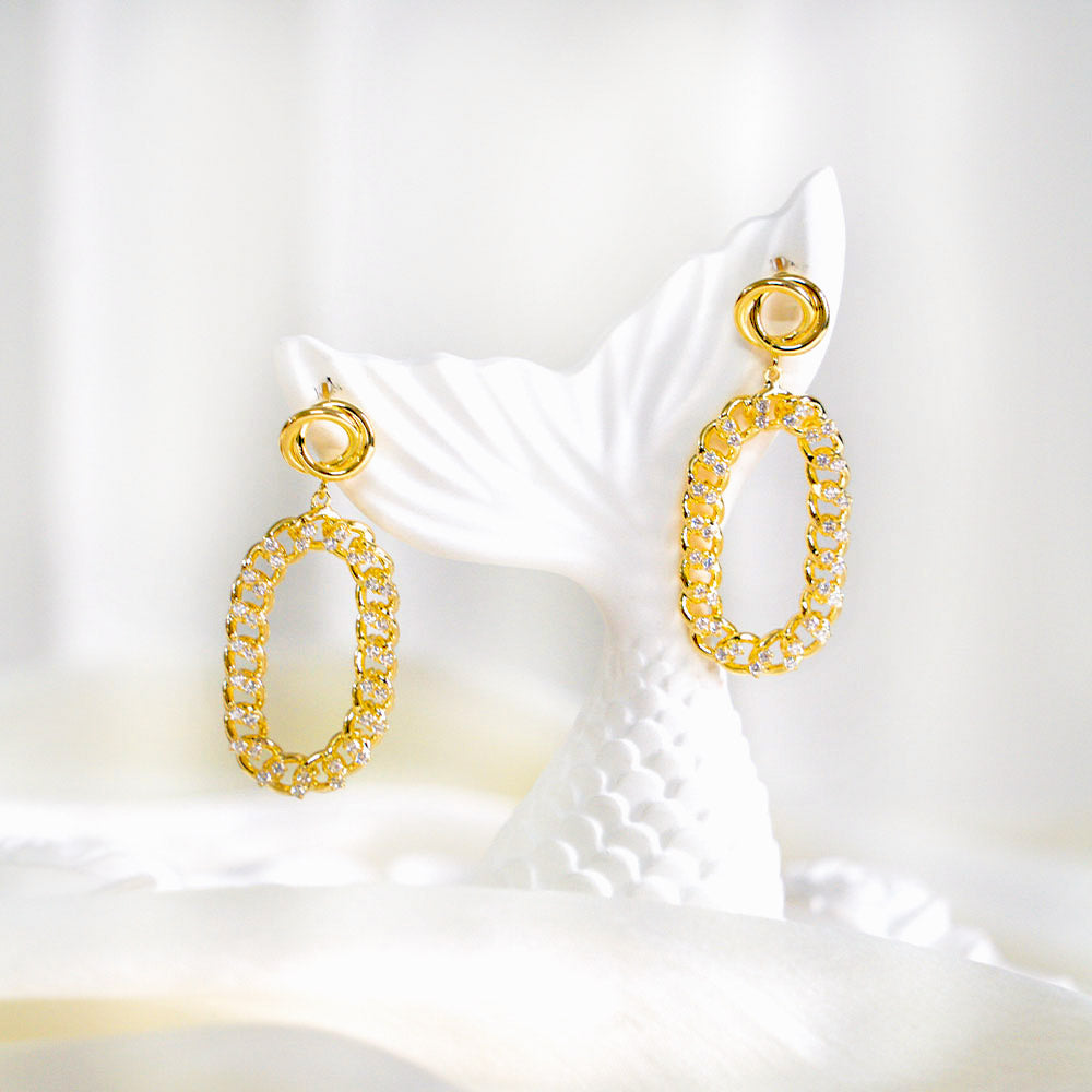 Zircon Chain Link Earrings