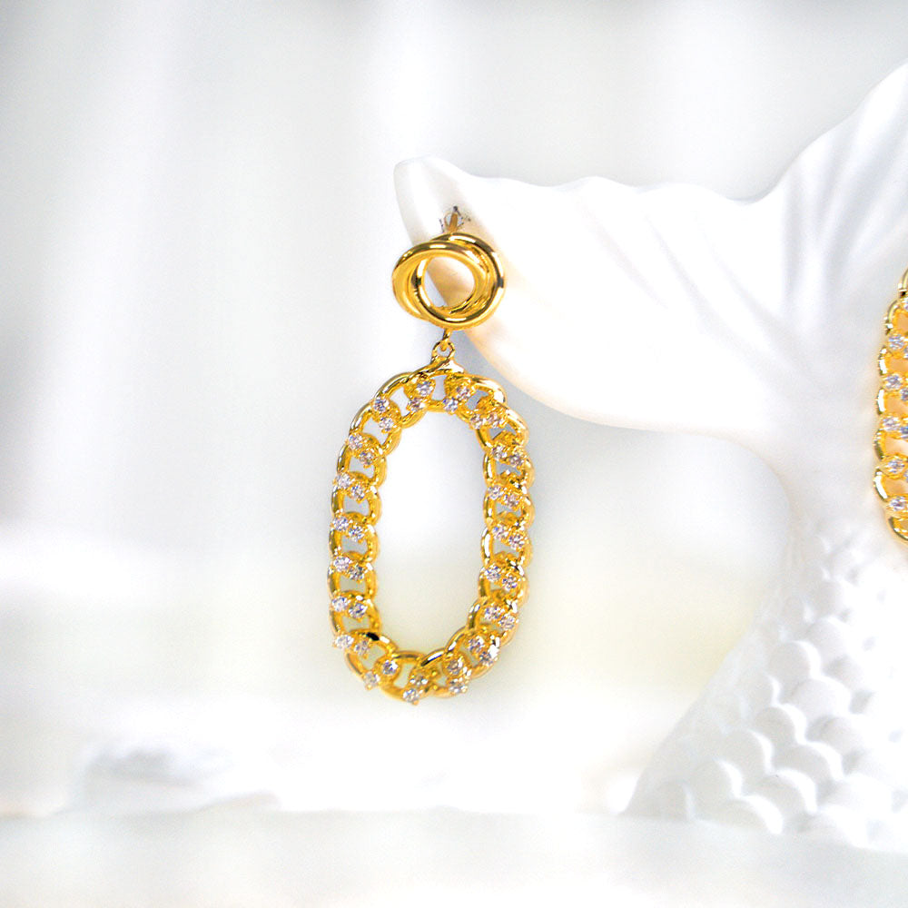 Zircon Chain Link Earrings