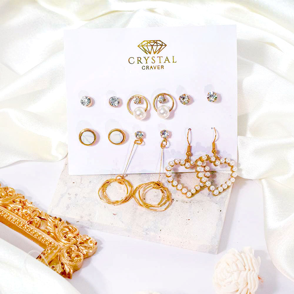 6 Pairs Exquisite Gold Earrings